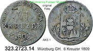 Würzburg Großherzogtum 6 Kreuzer 1809 Ferdinand von Österreich 1808 - 18... 17.34 £  +  41.40 £ shipping