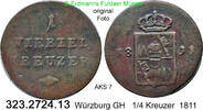 Würzburg Großherzogtum 1/4 Kreuzer 1811 AKS7 . Ferdinand von Österreich ... 6.07 £  +  41.40 £ shipping