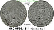 Fulda Abtei 4 Pfennige 1724 78-408 Constantin von Buttlar 1714-1726 Schö... 39.01 £  +  41.40 £ shipping