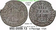Fulda Abtei 4 Pfennige 1724 78-411 Constantin von Buttlar 1714-1726 Schö... 26.01 £  +  41.40 £ shipping