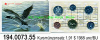 Canada 1,91 Dollars 1988 Kursmünzensatz . 194.0073.55 unc / BU 6.72 £  +  41.40 £ shipping