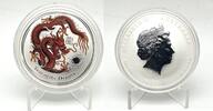 Australia 1$ Year of the DRAGON Lunar Series II 1 oz Silver Coin RED COLOR -