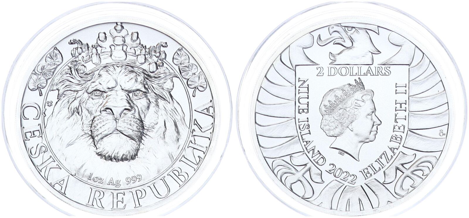 1 Oz Coins 2022 Niue 1 Oz Silver Czech Lion BU Coin - .999 Fine Silver, 2  Dollar Denomination, Uncirculated Czech Silver Coins