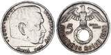 3. Reich 5 Mark 1938 A Paul von Hindenburg EF