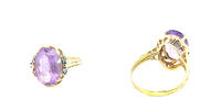Ring mit Amethyst & Diamanten, 8K Gold (getestet, nicht gestempelt) Ringgröße 59 -