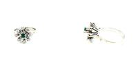 585 Weißgold Ring mit Smaragd und Diamanten (je 0,02Karat), Ringgröße 51 -