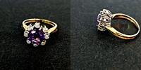 585 Gold Ring mit Amethyst und Diamanten, 4,8g, Ringgröße 57-58 -