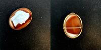 585 Gold Achat Gemme Brosche, 3,5cm x 2,5cm groß -