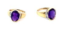 585 Gold Ring mit Amethyst und kleinen Diamanten, 4,3g, Ringgröße 59-60 -