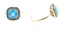 585 Gold Ring mit blauen Steinen, 3,5g, Ringgröße 63-64 -