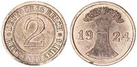 Deutschland / Weimar 2 Pfennig Fehlprägung: Lichtenrader Prägung Wertzahl 2 in den Ähren sichtbar -