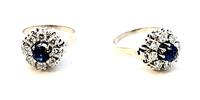 585 Gold Ring mit vielen Diamanten und Saphir, Ringgröße 54 -