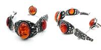 Bernstein Schmuckset, Ring: Ringgröße 55;Armband: 18cm lang, alle zusammen wiegt 47,43 -