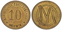 10 Pfennig ohne Jahr Flensburg Wertmarke der Kantine der Torpedoschule prfr. Messingpatina