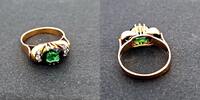 750 Gold Ring mit Turmalin und kleinen Diamanten , Ringgröße 52 -