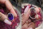 585Weißgold Ring mit Amethyst und Diamanten Ringgröße 52 -