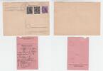 Deutschland-KZ Dachau Post-Einlieferungsschein und Postkarte Paketschein (1942) u. Postkarte zur Befreihung(1947), Konzentrationslager Dachau -