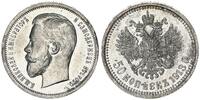 Russland 50 Kopeken Nicolaus II. Silber -