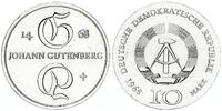 Deutschland - DDR 10 Mark Silber Johann Gutenberg, Erfinder des Buchdrucks -