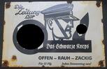 3. Reich Emailleschild Die Zeitung der SS, Das Schwarze Korps, selten! -