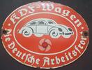3. Reich, Automobile Emailleschild KDF-Wagen Die Deutsche Arbeitsfront, DAF -