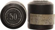 Kaiserreich Prägestempel Patritze für die Wertseite der 50Pf. Notgeldmünze Kriegsgeld Loslau -