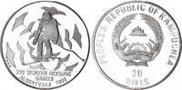 Kambodscha 20 Riels Silber XXV Olympiade 1992 Albertville Abfahrt -