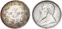 Südafrika 3 Pence Silber Johannes Paulus Kruger -
