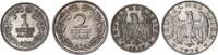 Deutschland / Weimar 1 und 2 Mark Silber kleines Lot J.319/320 -