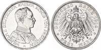 Kaiserreich Preußen 3 Mark Silber Wilhelm II. Büste in Uniform -