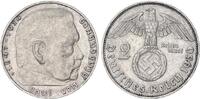 3. Reich 2 Mark Silber J.366 seltenes Münzzeichen -