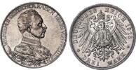 Deutsches Kaiserreich - Preußen 3 Mark Silber Wilhelm II. - 25 jähriges Regierungsjubiläum -
