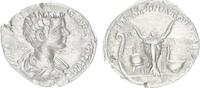 Antike / Römische Kaiserzeit/ Caracalla Denar Caracalla als Cäsar, 196-198 Rs: Priestergerät Lituus, Cultellus, Simpulum, Aspe -