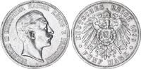Deutsches Kaiserreich - Preußen 5 Mark Silber Wilhelm II. J.104 -
