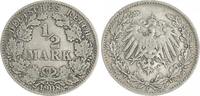 Kaiserreich 1/2 Mark 1/2 Mark Silber J.16 1908 J, 8 aus 7 geändert (1) -