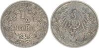 Kaiserreich Deutschland 1/2 Mark Deutsches Kaiserreich, 1/2 Mark Silber 1908 D -