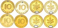 Deutschland 10 Pfennig 10 Pfennig 1984 D,F,G,J 4 Münzen komplett PP -