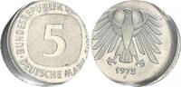 Deutschland / Bundesrepublik 5 DM Kursmünze 1975 F  Fehlprägung auf 2 Mark ohne Randschrift, prfr. 5 Mark Fehlprägung auf 2 Mark Ronde 1975 F prägefr