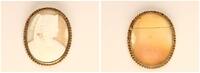 Gemme Brosche, vergoldet, 5,4cm groß -