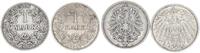Deutschland / Kaiserreich Lot 2 x 1 Mark kleines Lot 2 x 1 Mark Silber Kursmünzen kleiner und Großer Adler J.9/J.17 -