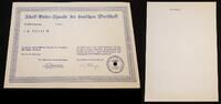 Deutschland / 3. Reich "Blanko" Adolf Hitler Spende der deutschen Wirtschaft N°433244 Hornburg -