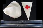 3. Reich Konvolut DRK Mütze,Wimpel, Broschen, Schwesternkreuz, Ärmelaunäher, Mützenband -