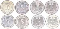 Deutschland / Bundesrepublik 5 Mark 5 DM Kursmünze 1976 DFGJ 4 Stück komplett TOP-Erhaltung -