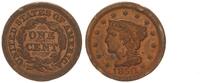 USA 1 Cent USA 1 Cent 1850 ss mit deutlichen Randfehlern -