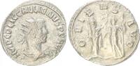 Antike / Römische Kaiserzeit/Gallienus Silber-Antoninian, Gallienus Silber-Antoninian RS Frau mit Mauerkrone übereicht Kranz an Gallienus -