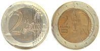 Österreich 2 Euro Fehlprägung auf 1 Euro Rohling, Rand geriffelt -