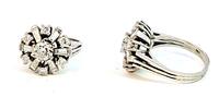 750 Weißgold Ring mit Diamanten, Ringgröße 55 -