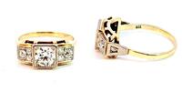 585 Gold Ring mit großem Diamant 5,9g, Ring Größe 65-66 - zusammen Diamanten 1,9 Karat -