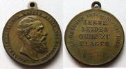 Brandenburg-Preußen kleine tragbare Messingmedaille Friedrich III. (1888), Lerne leiden ohne zu klagen -