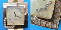unbekanntes Herstellungsland, Damen Armbanduhr, DAMEN ARMBANDUHR mit Herzen, vergoldet, Quartz, neue Batterie, gute Funktion, -